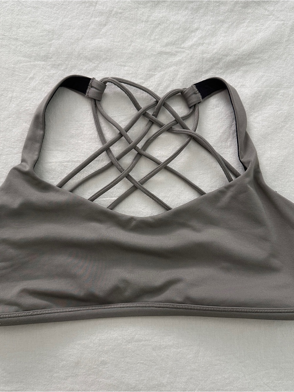 lululemon athletica Gray Strappy Lattice Back Sports Bra